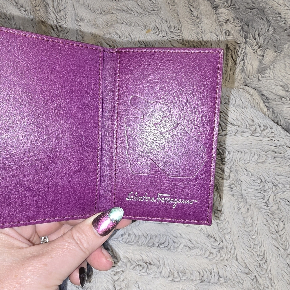 Salvatore Ferragamo Purple Leather Card Holder